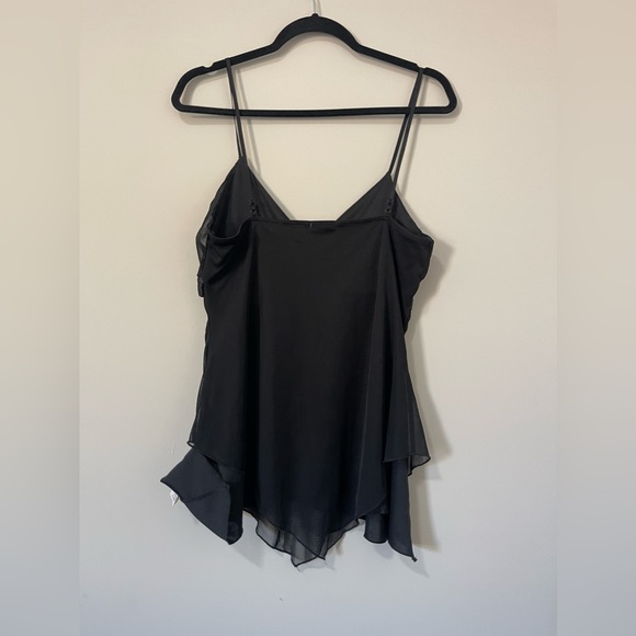 Blu Heaven Womens Tank Size Large Black Spaghetti Strap Mesh Layered Top - Picture 9 of 12